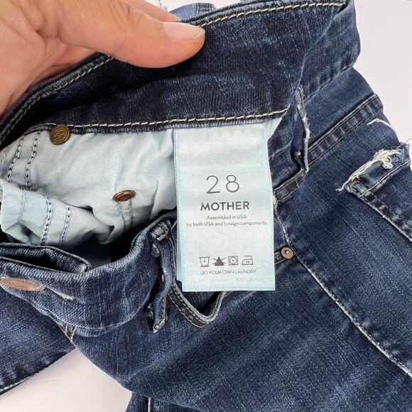 Mother The Looker Ankle Fray Women's Blue Distressed Denim Jeans Size 28 - Picture 9 of 13